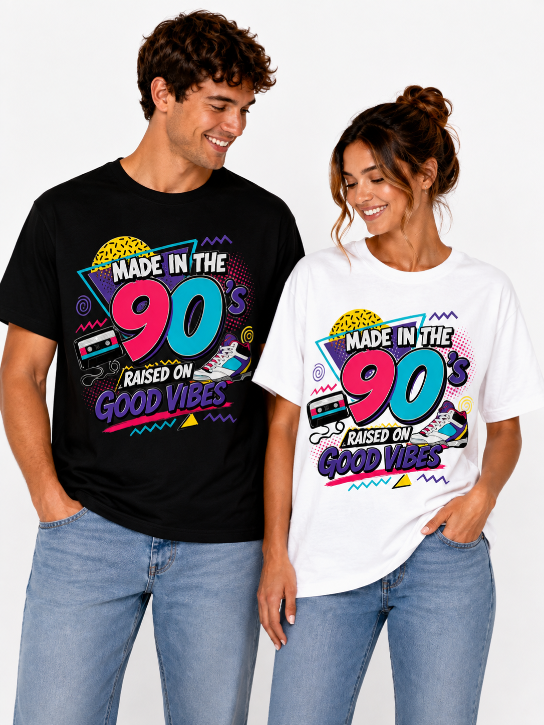 Made in the 90s – Raised on Good Vibes Retro T-Shirt