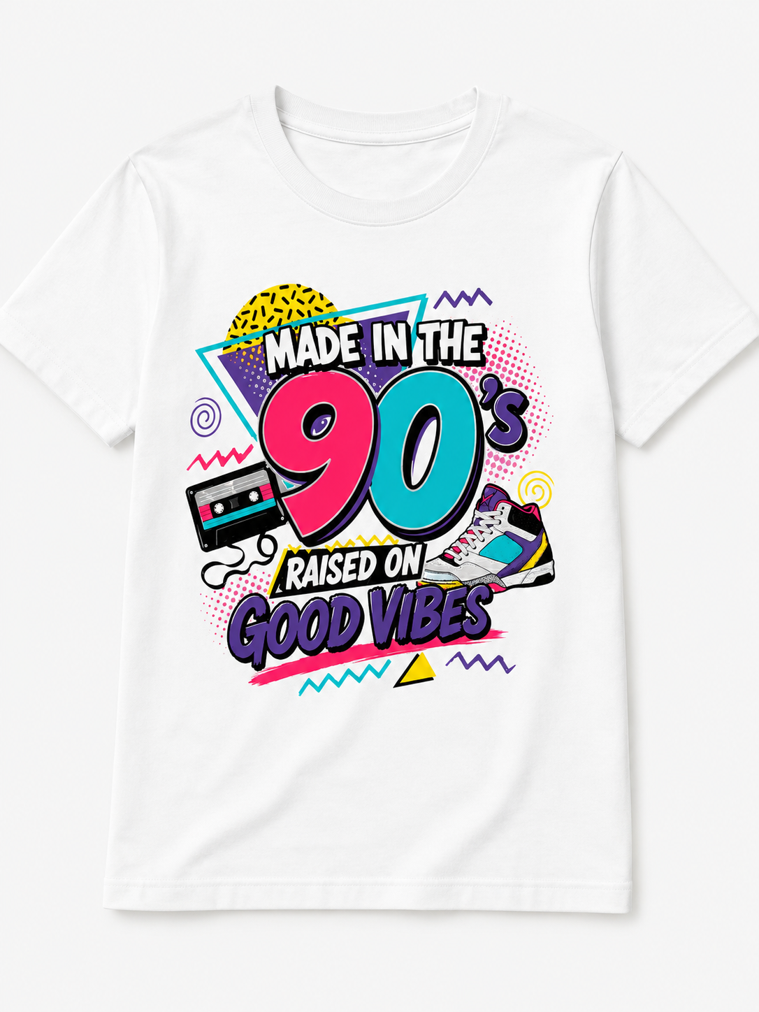 Made in the 90s – Raised on Good Vibes Retro T-Shirt