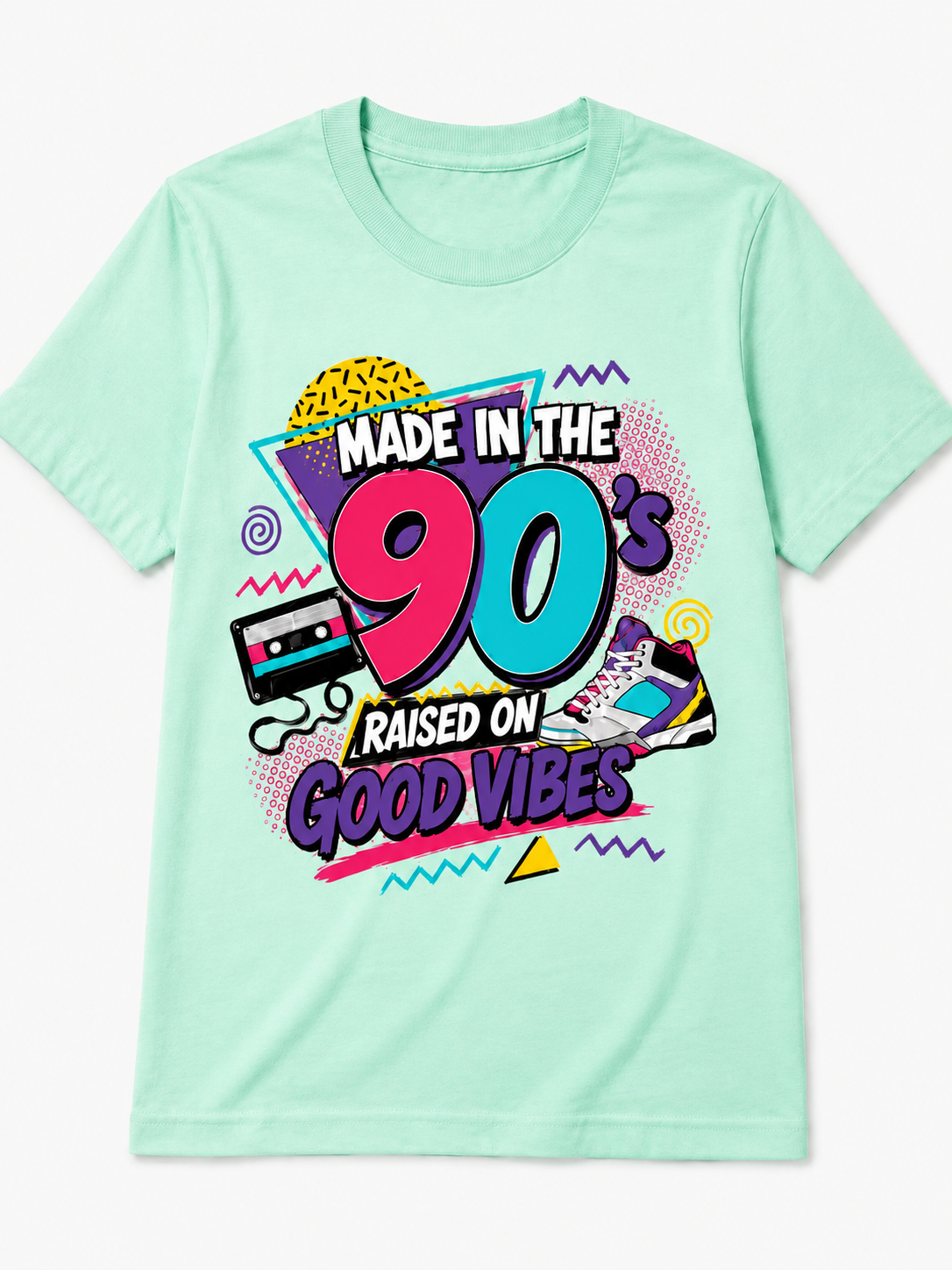 Made in the 90s – Raised on Good Vibes Retro T-Shirt